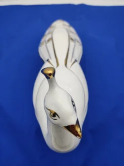 Vintage Porzellan Pfau Skulptur - werß/Gold (24K Echtgold) - Made in Italy -  Länge 44cm, Höhe 27cm – Vorschau 4