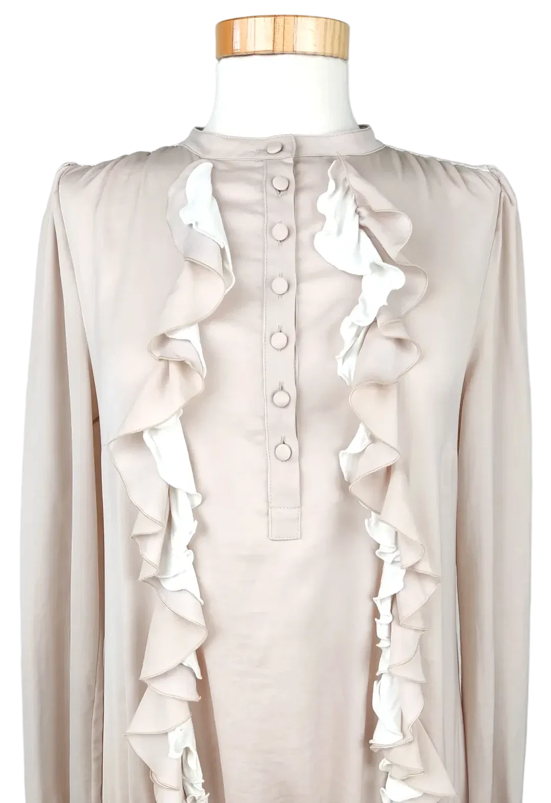 Patrizia Pepe Damenbluse mit Rüschen, beige - Gr. 40 – Bild 3
