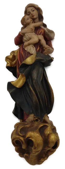 Alte Madonna Skulptur aus Holz zum Aufhängen ca. 30cm - Bild 3