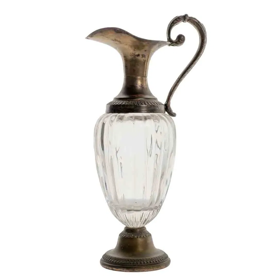 Antike Prunkkaraffe aus Kristallglas mit versilberter Montur 29 cm - Bild 4