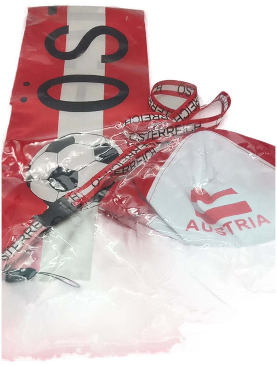 Fußball Fanartikel Österreich Schal, Schlüsselanhänger u. Kappe - Bild 1