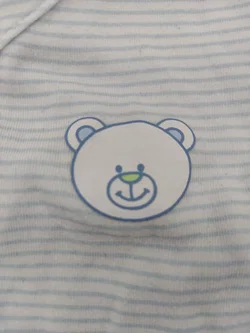 Babybody "babyclub" langarm mit Rundhalsausschnitt, weiß/hellblau gestreift mit Logo, Größe 62 – Vorschau 2