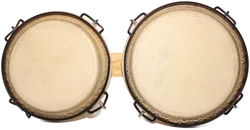 Klassische Holz-Bongos mit Naturfell – Doppelbongo-Set - Bild 2