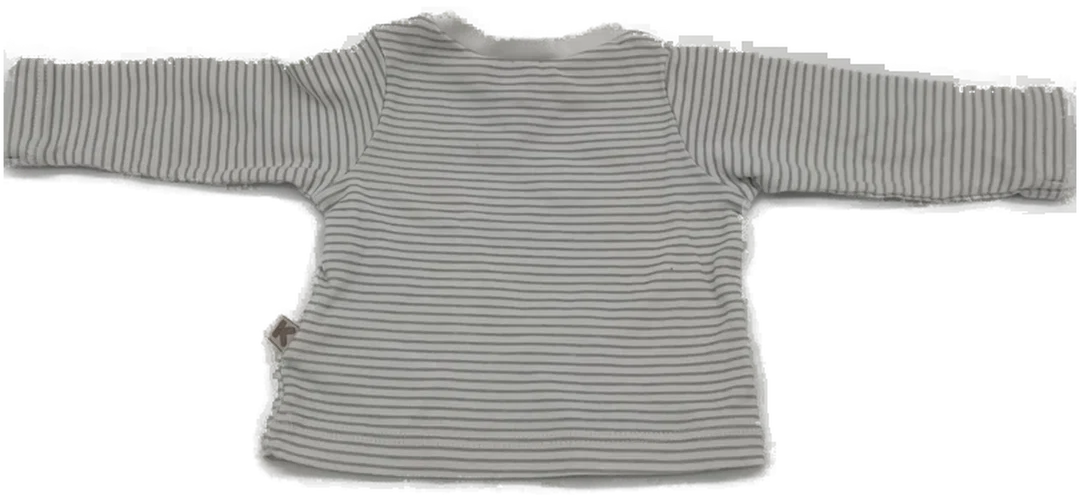 Baby T-Shirt "Kanz" langarm mit Rundhalsausschnitt, weiß/grau gestreift, Größe 50 – Bild 2