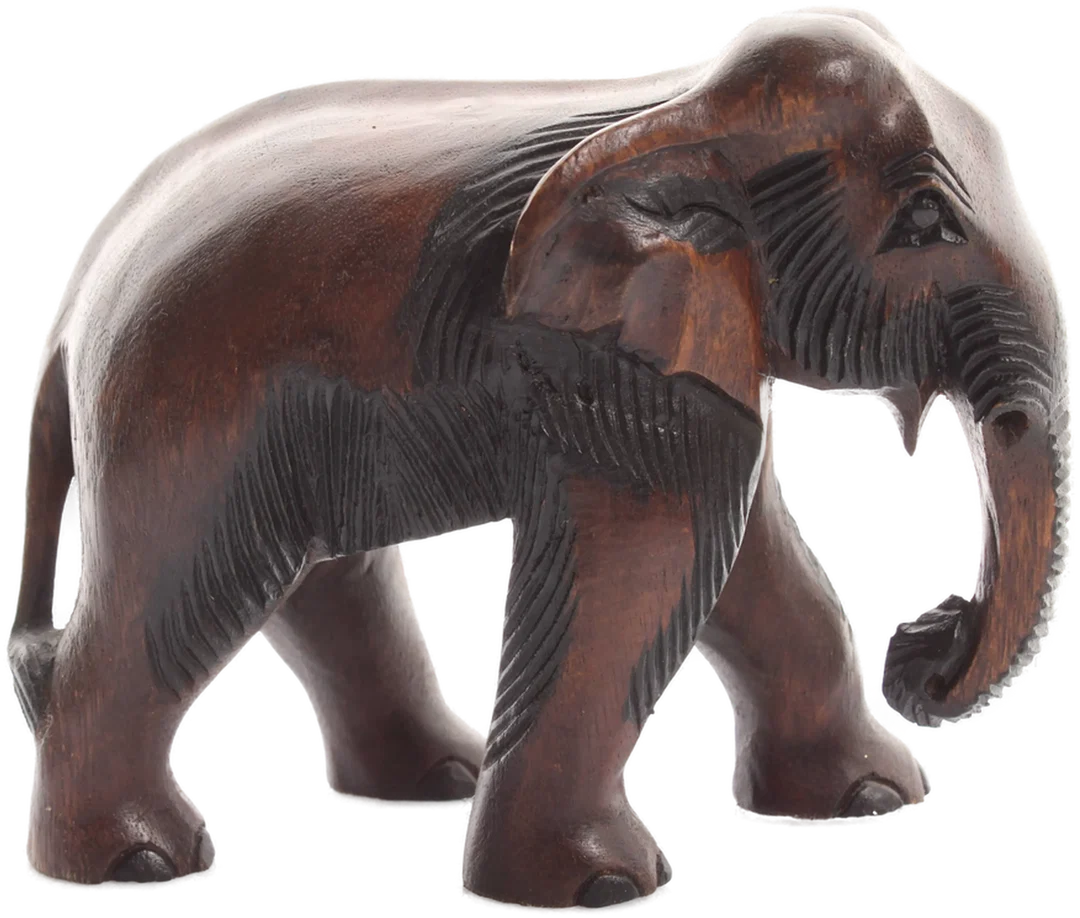 Handgeschnitzter Elefant aus Holz – dunkel – asiatische Deko – ca. 16 cm – Bild 3