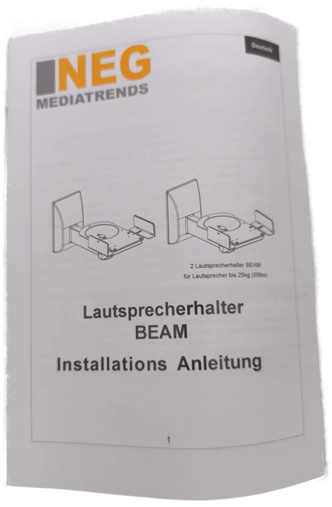 Neg, Lautsprecher Halterung BEAM-201B schwarz, NEU – Bild 3