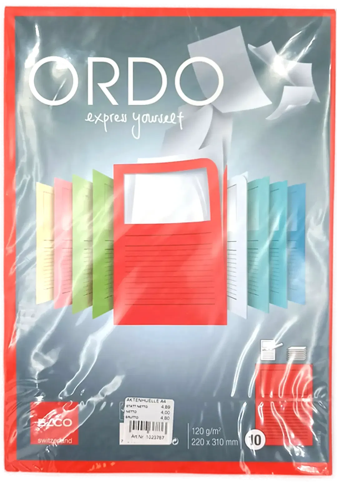 ORDO Organisationsmappen  mit Sichtfenster rot 10 Stk. A4 - Bild 4