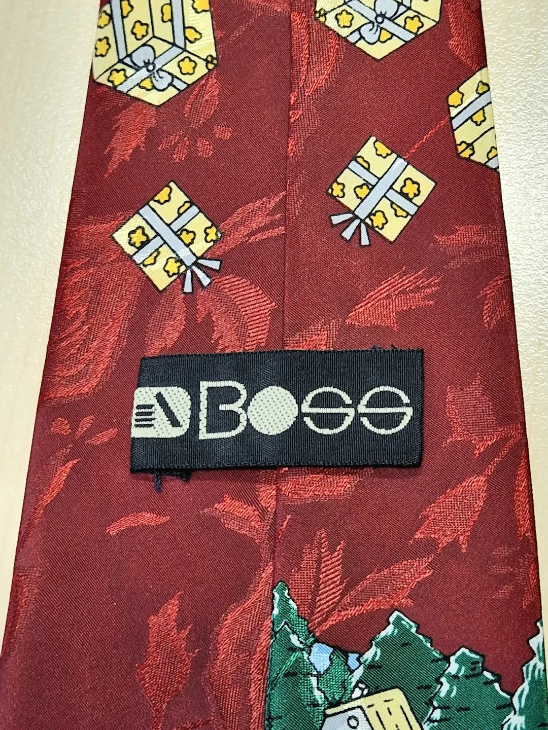 BOSS Seidenkrawatte "Biker Santa" mit humorvollem Weihnachtsmotiv, Hugo Boss Vintage – Bild 3