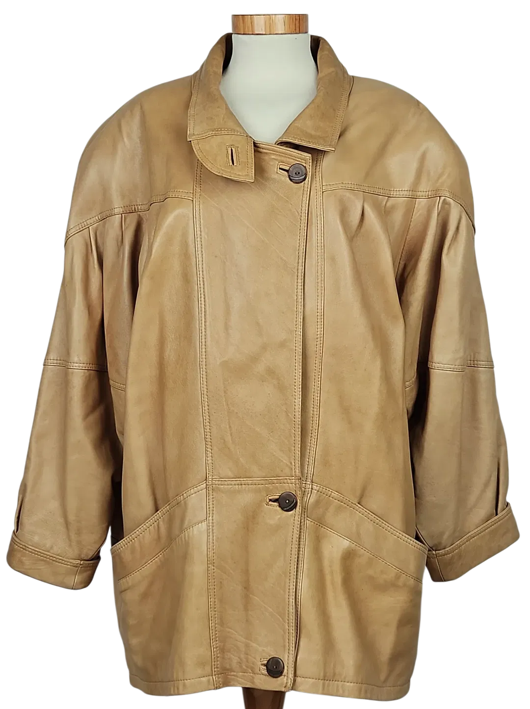 UNO MOMENTO Vintage Damen Lederjacke, hellbraun - Gr. XXXL  - Bild 4