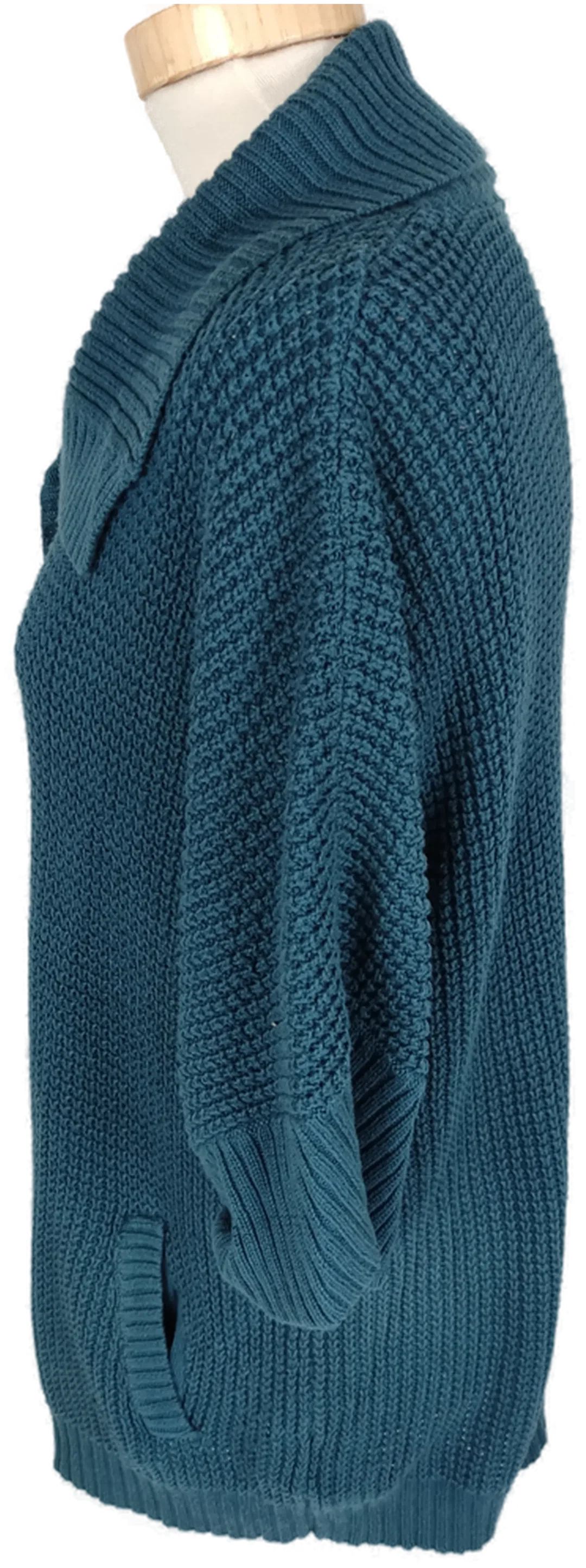 Weste "Outfit Classic", kurzarm mit Kragen, petrol, gestrickt, Größe 52 – Bild 3