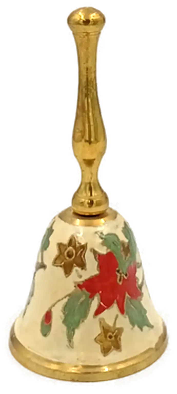 Vintage Weihnachtsglocke Messing/Cloisonné mit Stechpalmenmotiv - Bild 4