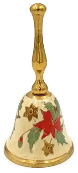 Vintage Weihnachtsglocke Messing/Cloisonné mit Stechpalmenmotiv - Bild 1