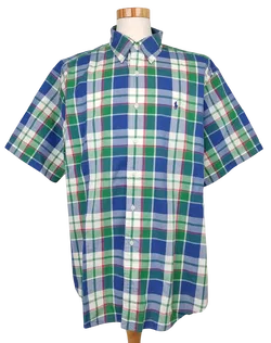 Ralph Lauren Kurzarmhemd Herren, blau/grün - Gr. XL  - Bild 1