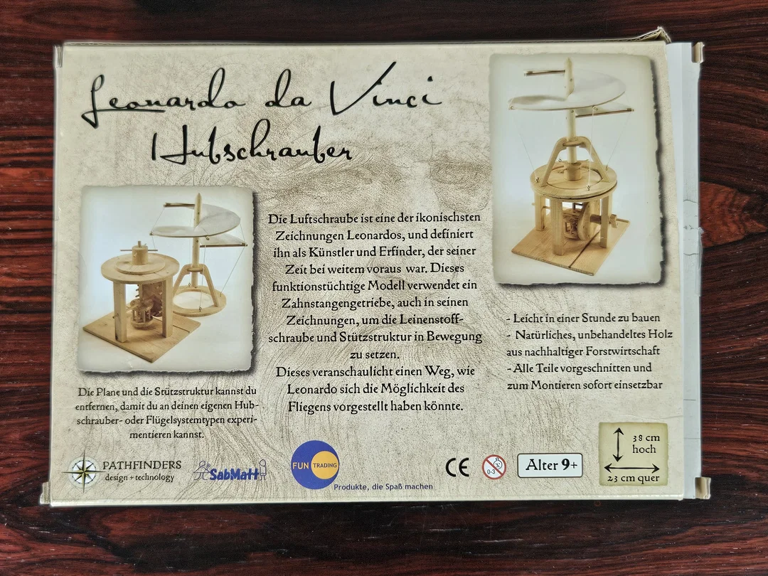 Leonardo da Vinci - Luftschrauber- Holzspielzeug - Fun Trading – Bild 2