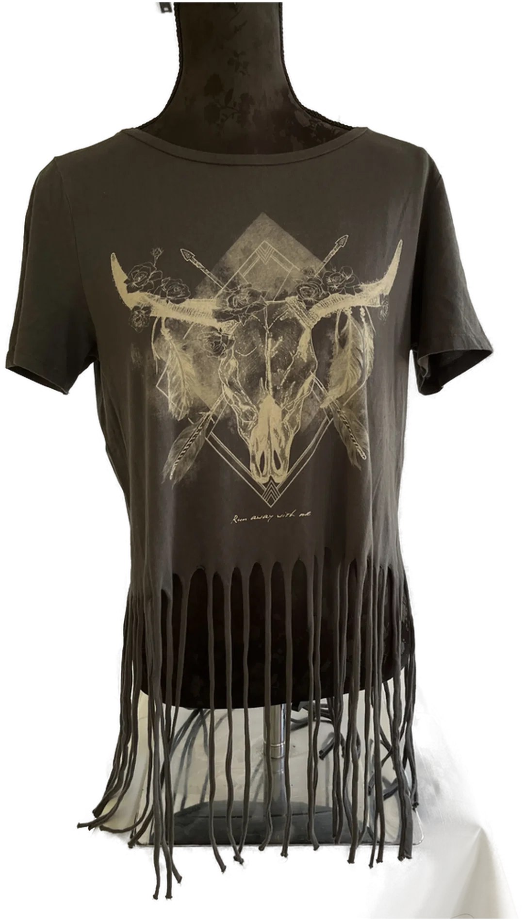 ONLY Shirt mit Fransen Damen Gr. L – Bild 1