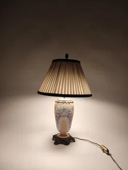 Tischlampe mit Porzellanfuß / Creme-Rose-Lila - Bild 7