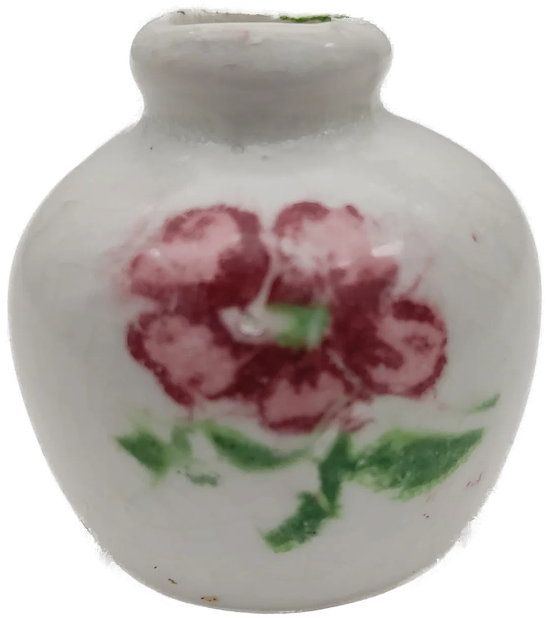 Puppenhaus Zubehör: Miniatur Keramikvase mit Blumenmotiv | Sammlerstück  – Bild 2