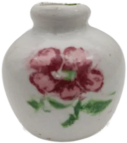 Puppenhaus Zubehör: Miniatur Keramikvase mit Blumenmotiv | Sammlerstück  - Bild 2