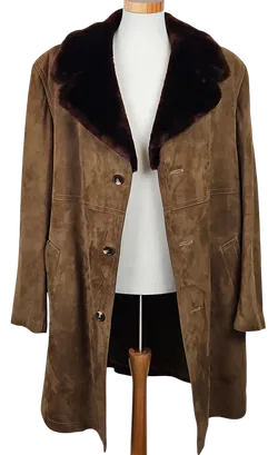 Vintage Herren Ledermantel, braun - Gr. XL  - Bild 2