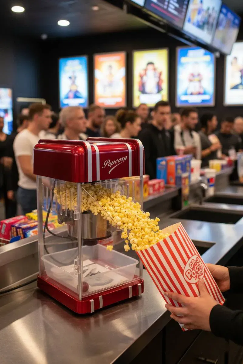 Retro-Popcornmaschine, rot/silber — Tischgerät, Höhe ca. 43,5 cm — mit Messlöffel & Anleitung - Bild 4