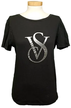 Victoria's Secret Damen T-Shirt mit Logo schwarz Gr. M - Bild 1