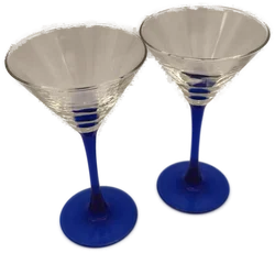 2 Stück Luminarc Martini/Cocktailgläser, mit blauem Stiel, 1990er – Vorschau 2