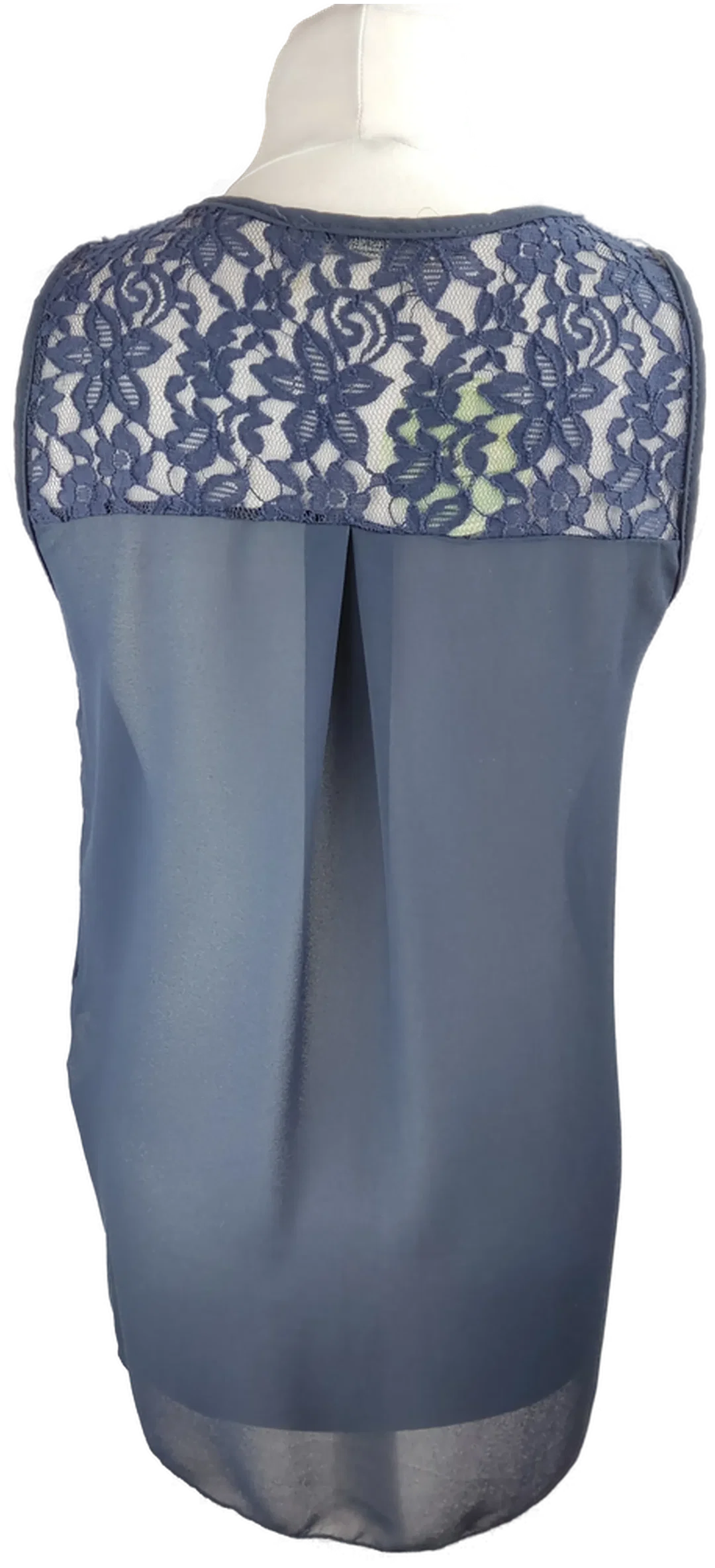 Damenbluse XS/34 Blau Mit Spitzeneinsatz | Zeitloser Charme – Bild 3