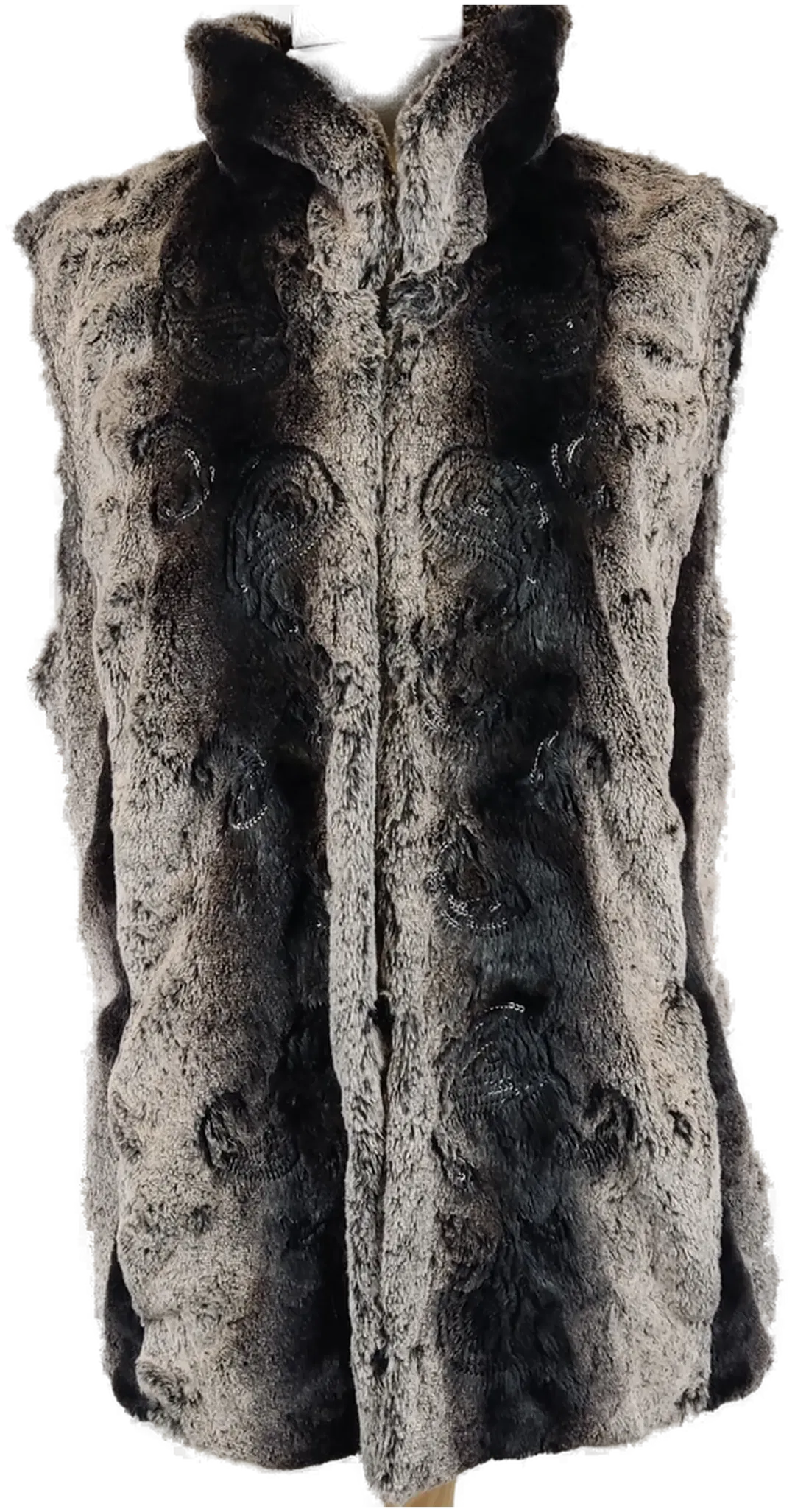 Gerry Weber Damengilet Kunstfell mit Paillettenbestickung grau/schwarz - XL/42 - Bild 1