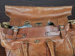 Texier Vintage Leder Reisetasche, braun  - Bild 7