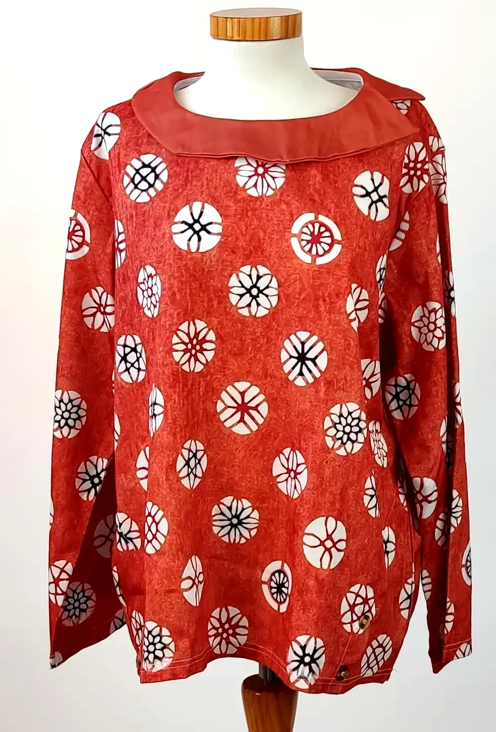 Vintage Damen Bluse orange geblümt - Gr. L/40 - Bild 4