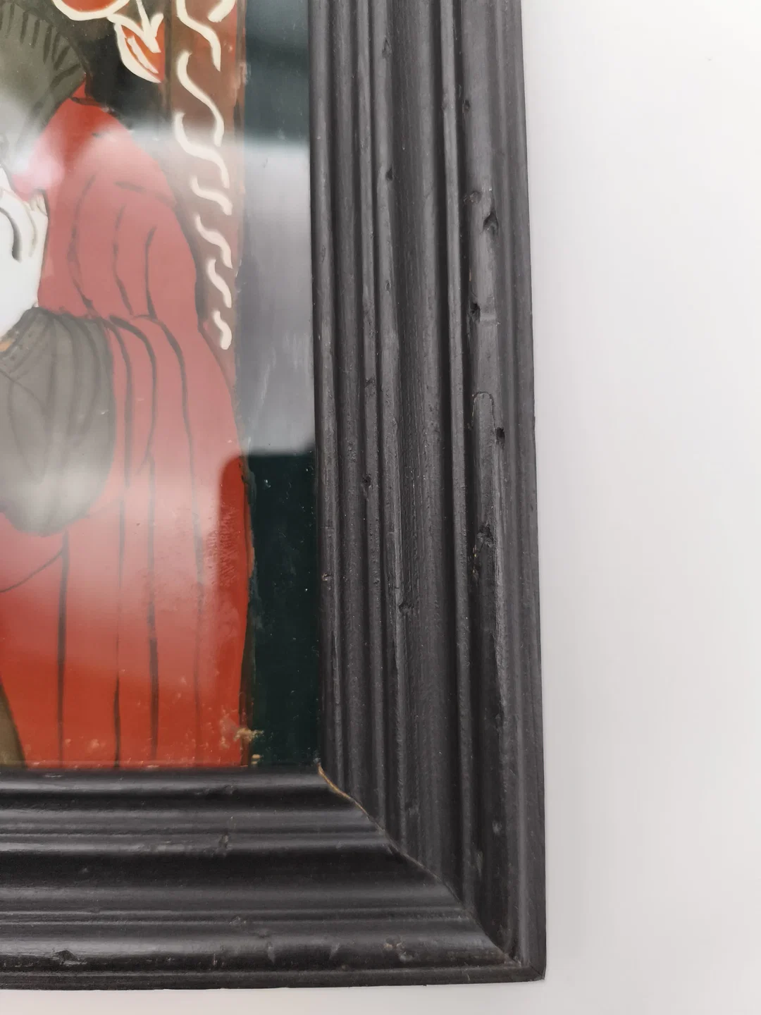 Antike Hinterglasikone "Heiliger Nikolaus", Siebenbürgen um 1900, Original – Bild 5