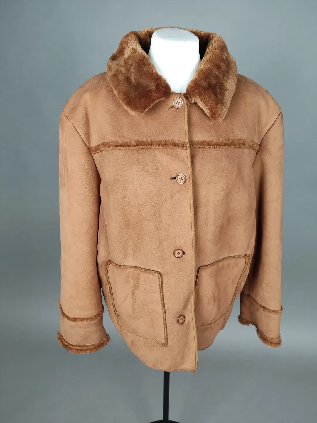 Damen Kunstfell-Jacke braun - XXL / 44 - Bild 4