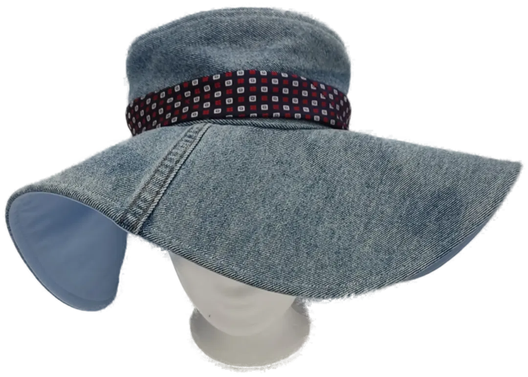 Damen Sonnenhut  Jeansstoff mit Krawattenhutband- Durchmesser 18cm - Bild 4