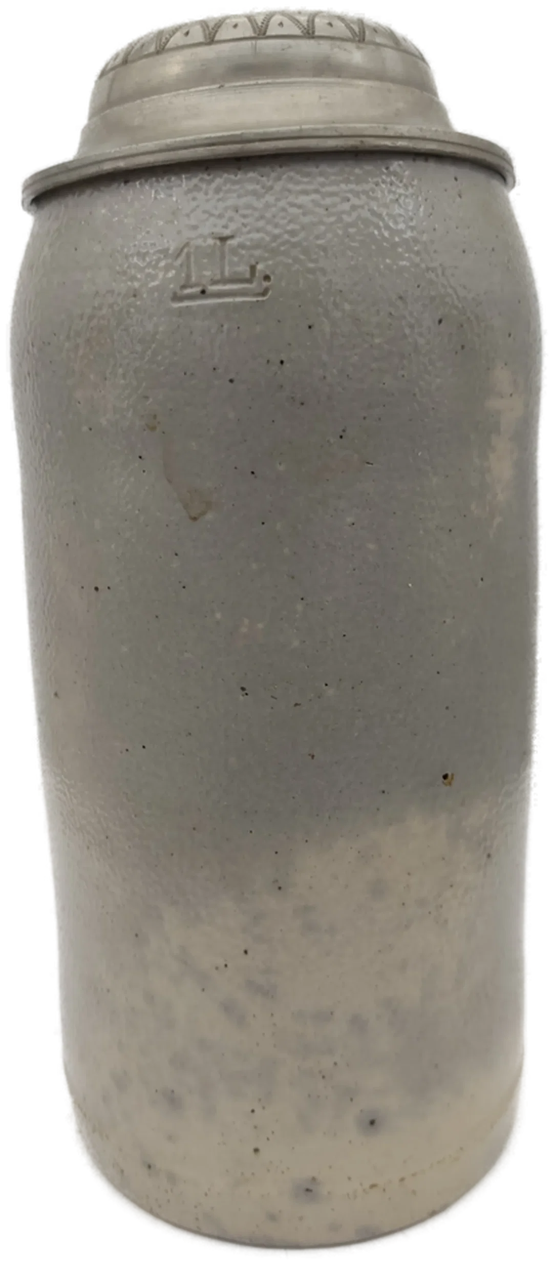 Bierkrug Steinzeug mit Geprägter Zinndeckel  1 L | Mit Charakterspur – Bild 4