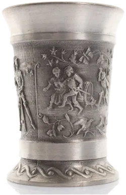 Antikes Zinn-Krug-Set mit 2 Bechern – Reliefdekor, ca. 1970er Jahre - Bild 3