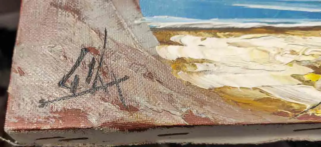 Mittelmeer-Gemälde Öl auf Leinwand 40x30 cm, signiert „GL“ – Bild 2