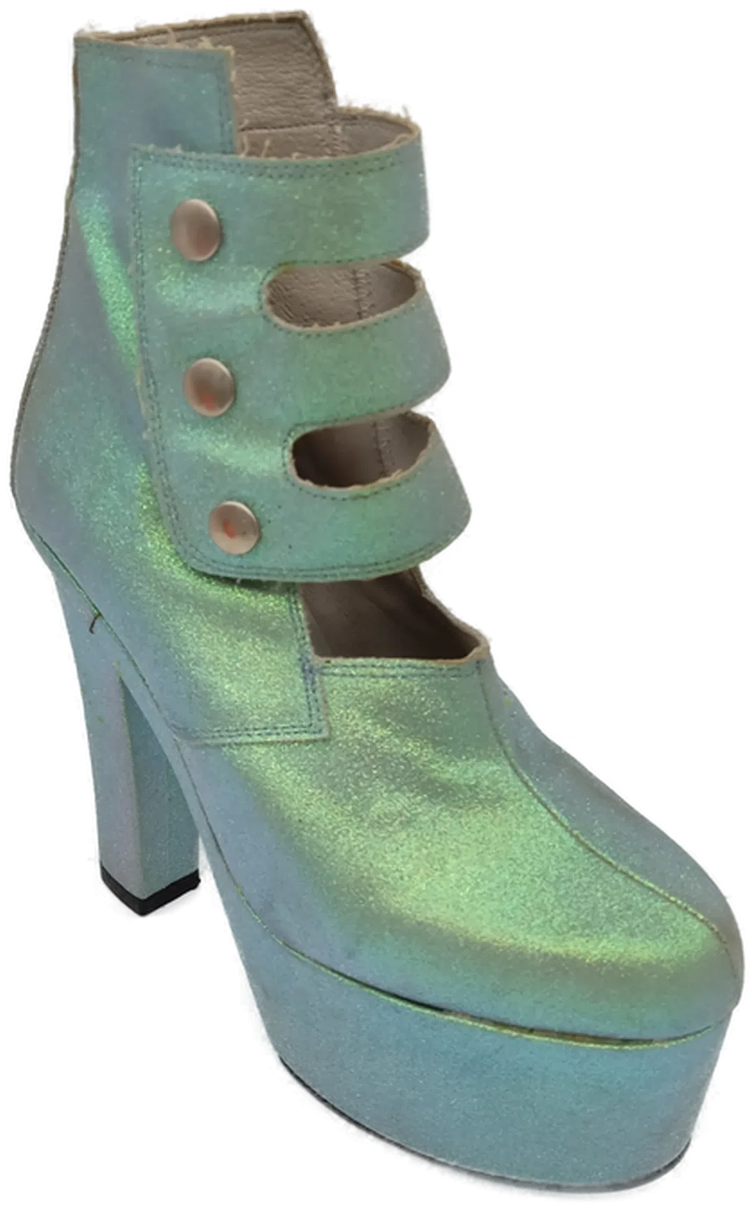 El Dantes Vintage Damen Glitter Plateau-Boots, türkis - Gr. 39 - Bild 4