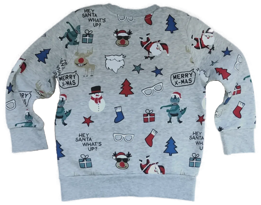 C&A Tough Team Kinder Weihnachtspullover grau gemustert Gr. 122 – Bild 2