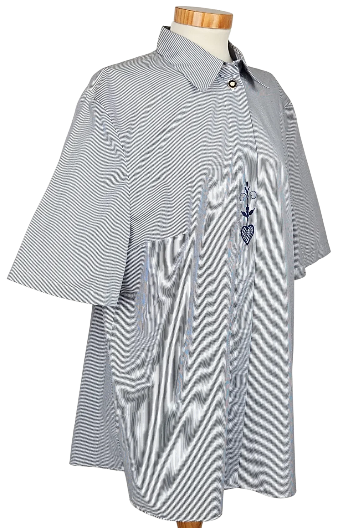 Rena Moden Vintage Damen Trachtenbluse, blau/weiß - Gr. XL  – Bild 2