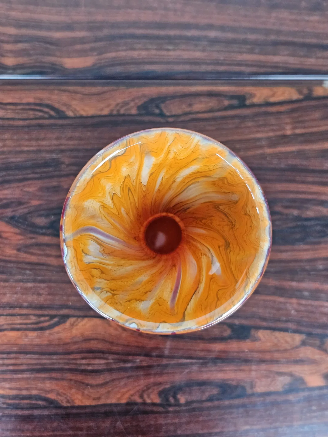 Glashütte Schwanenstadt Dekovase - orange/rot marmoriert - Höhe 28,5 cm – Bild 4