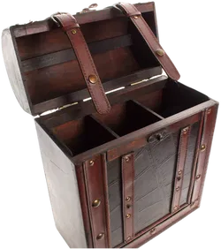 Vintage Holz Schatztruhe – Weinkiste aus Holz – Weinverpackung für 3 Flaschen – Deko Truhe - Bild 1