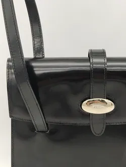 Furla - Große Vintage Schultertasche, Lackleder schwarz - Bild 11