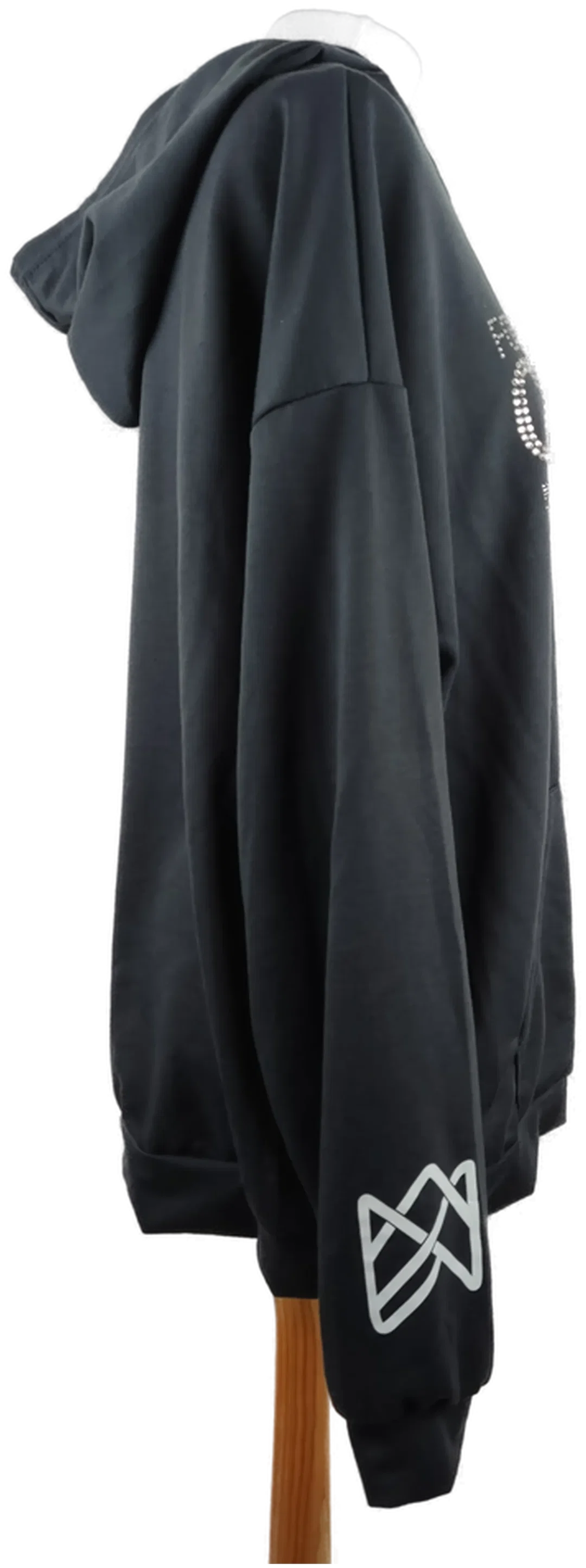 RAP Kapuzenpullover Damen Schwarz Strasssteine | Casual-Chic – Bild 3