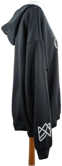 RAP Kapuzenpullover Damen Schwarz Strasssteine | Casual-Chic – Vorschau 3