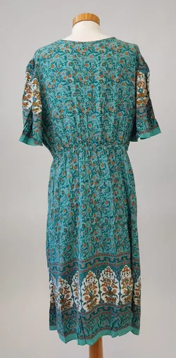 SHEIN CURVE Damen Kurzarm-Midikleid mit Blümchen, türkis - Gr. XL – Vorschau 2