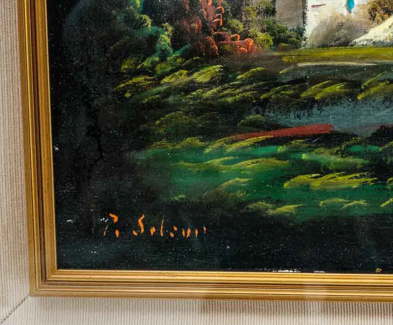 Gemälde Landschaftsbild "Anwesen am See"  – Bild 3