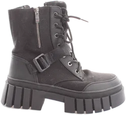 Schuhe Damen Boots Schwarz Gr. 38 | Schnürboots mit Reißverschluss | Plateau | sehr gut - Bild 2