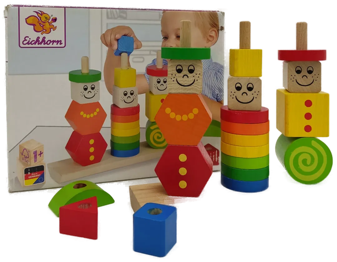 Eichhorn Holz Figuren Steckpuzzle, 20-teilig - 3 Stecksäulen - Bild 4