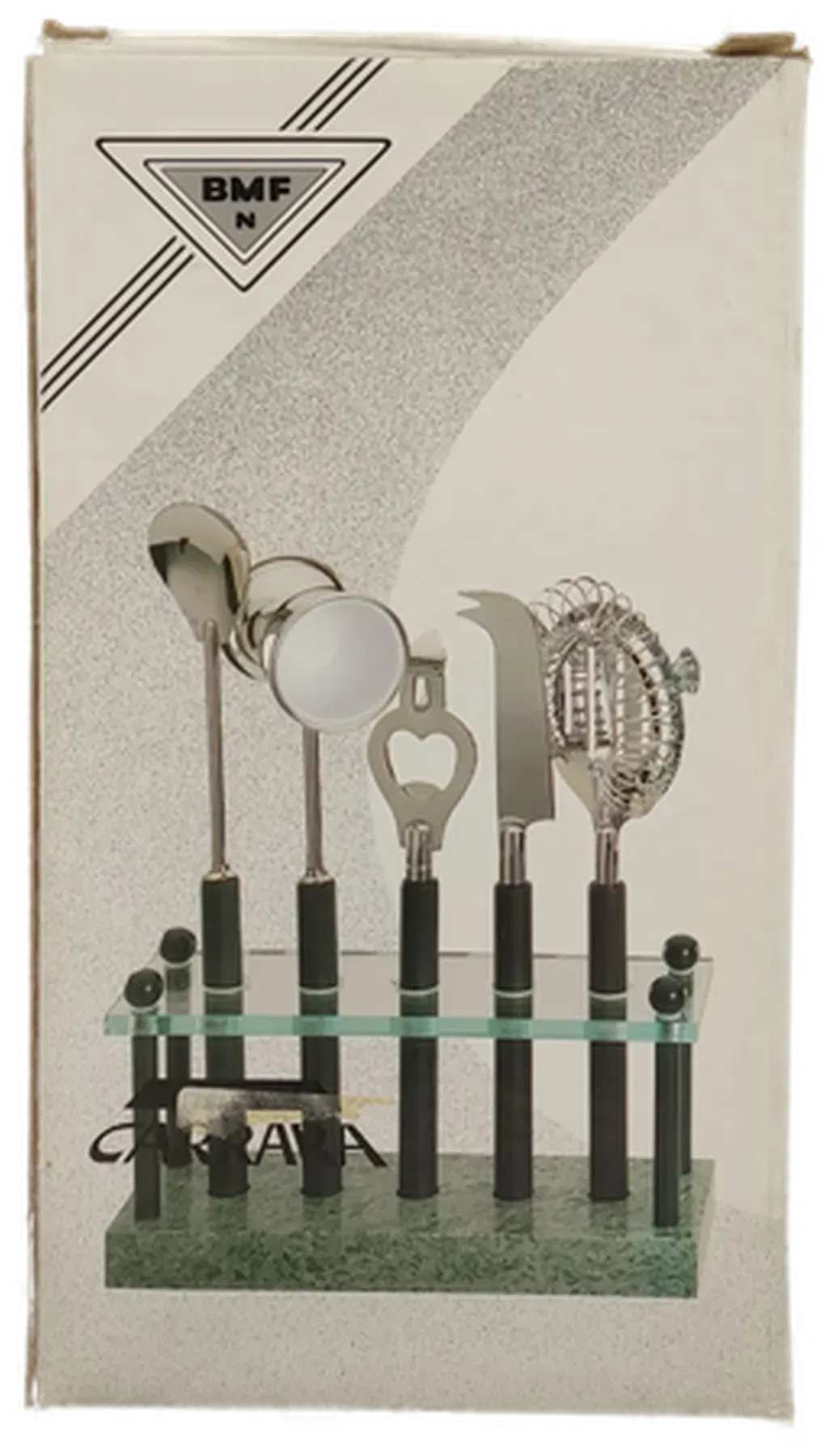 Bar-Set mit Ständer aus Marmor und Glas mit Zubehör - Bild 1