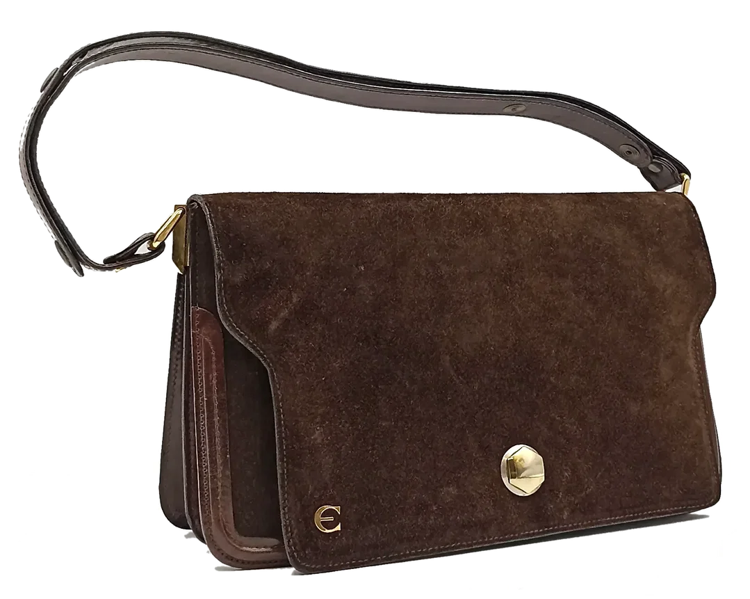 Vintage Rauledertasche Damen braun – Bild 1